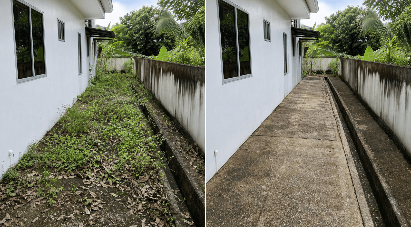 Before and after outdoor cleaning transformation